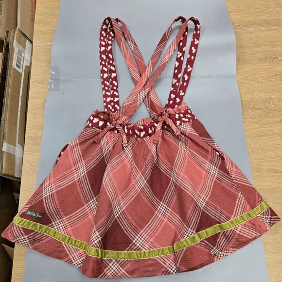 MATILDA JANE You & Me Plaid Overall Suspender Skirt Dress Pink Green Red Size 8 - Picture 6 of 9